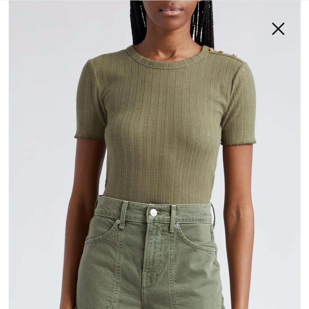 Veronica Beard Draya Open Stitch Knit T-Shirt